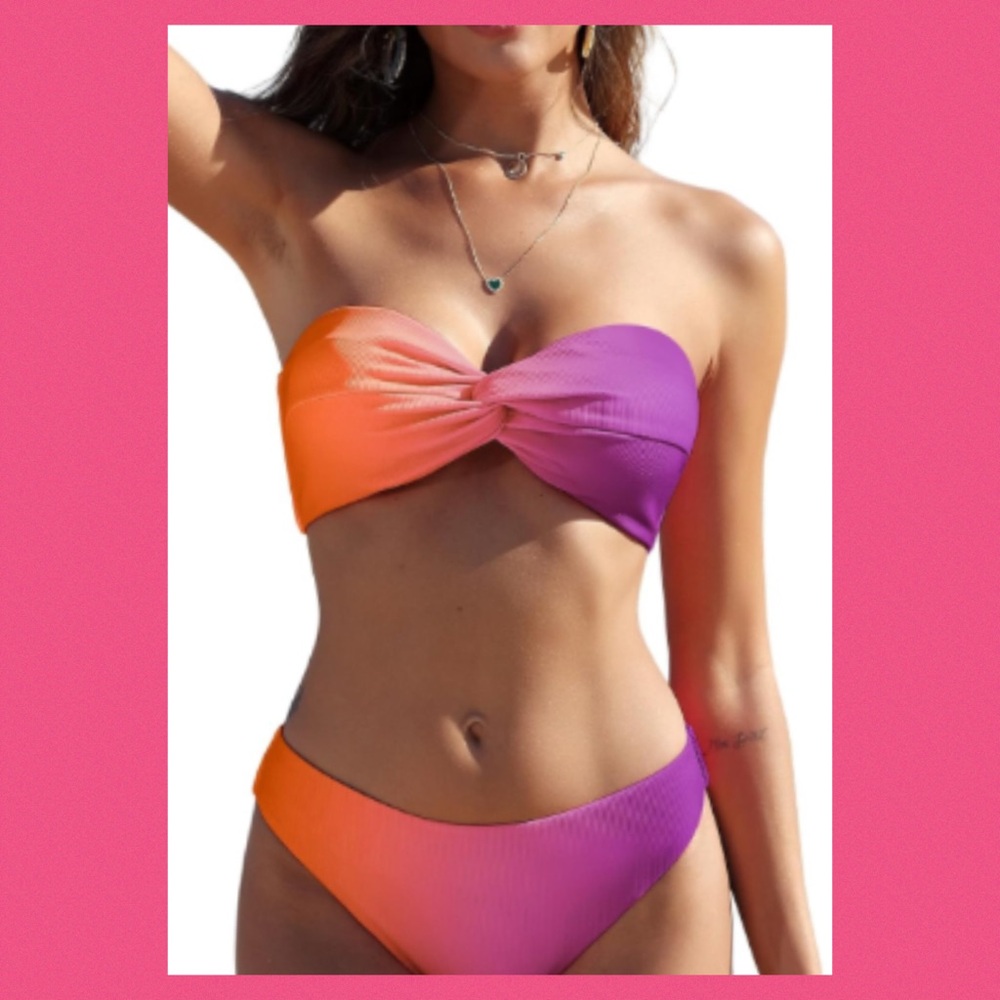 Zaful Pink and Orange Bikini Set.16